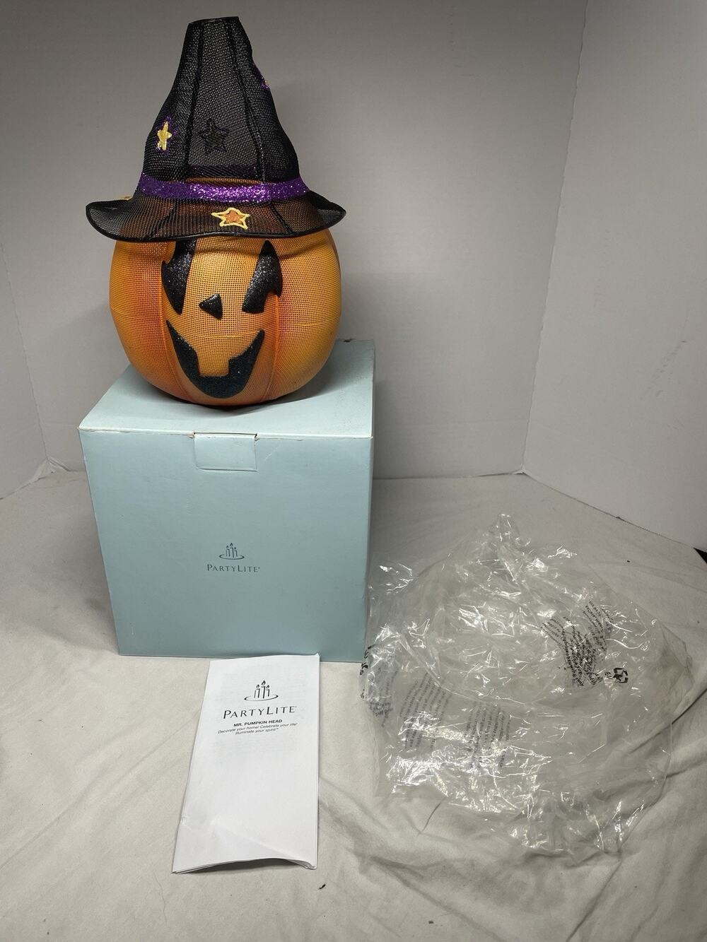 PartyLite Mr. Pumpkin Head # P9774 , metal mesh Halloween Jack-O-Lantern